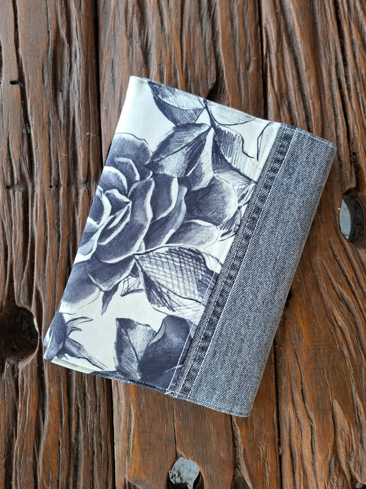 Recycled Rose & Faded Denim Journal Cover - A5
