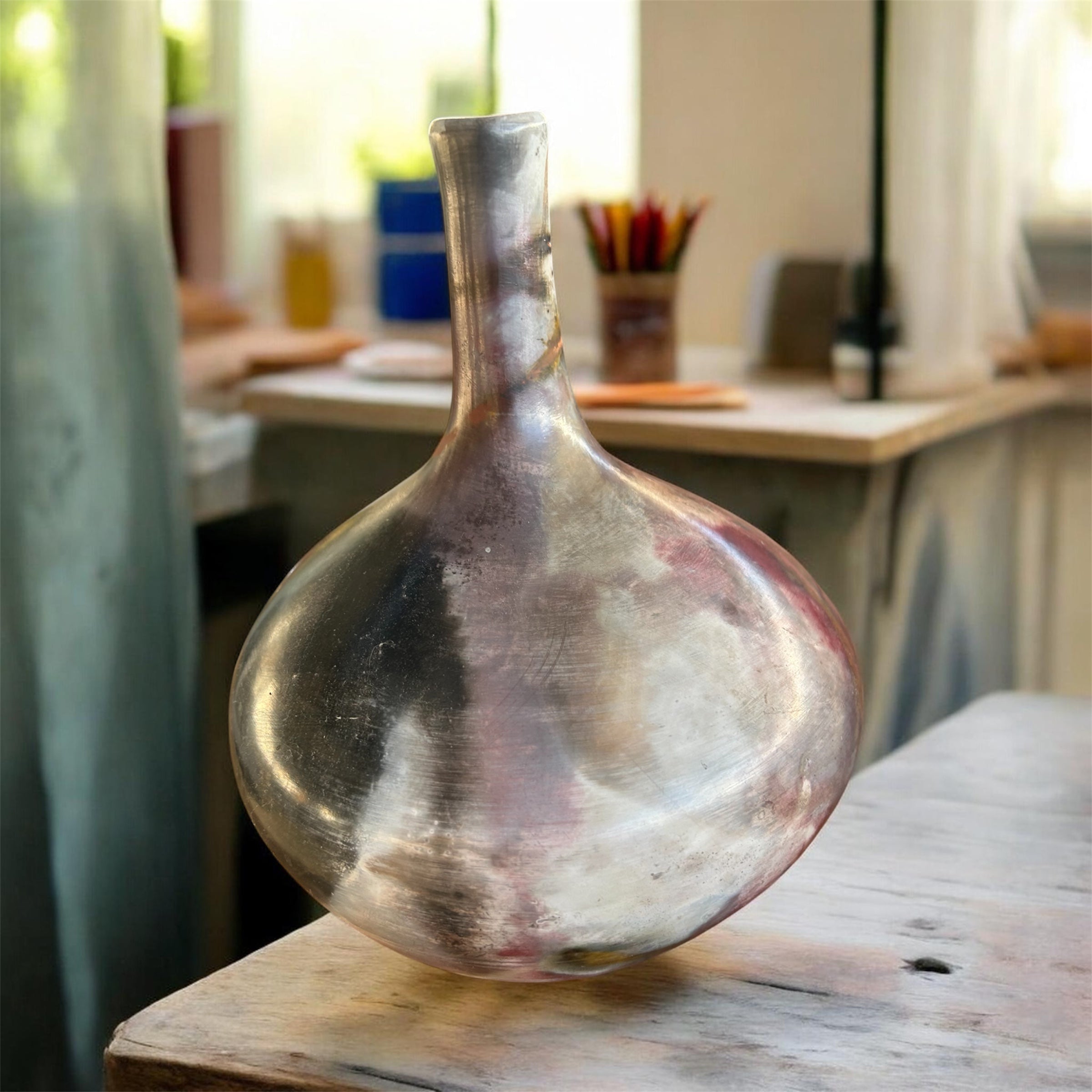 Pit fired ceramic vase