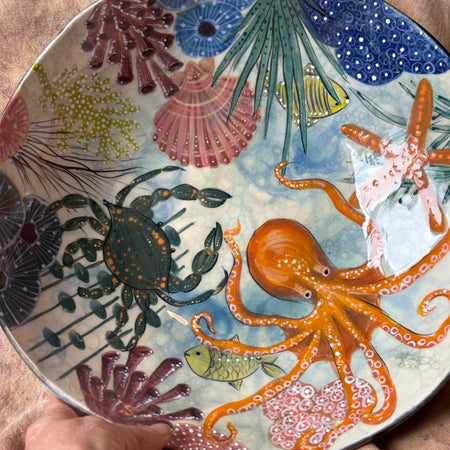 Sea life pedestal Bowl / Platter