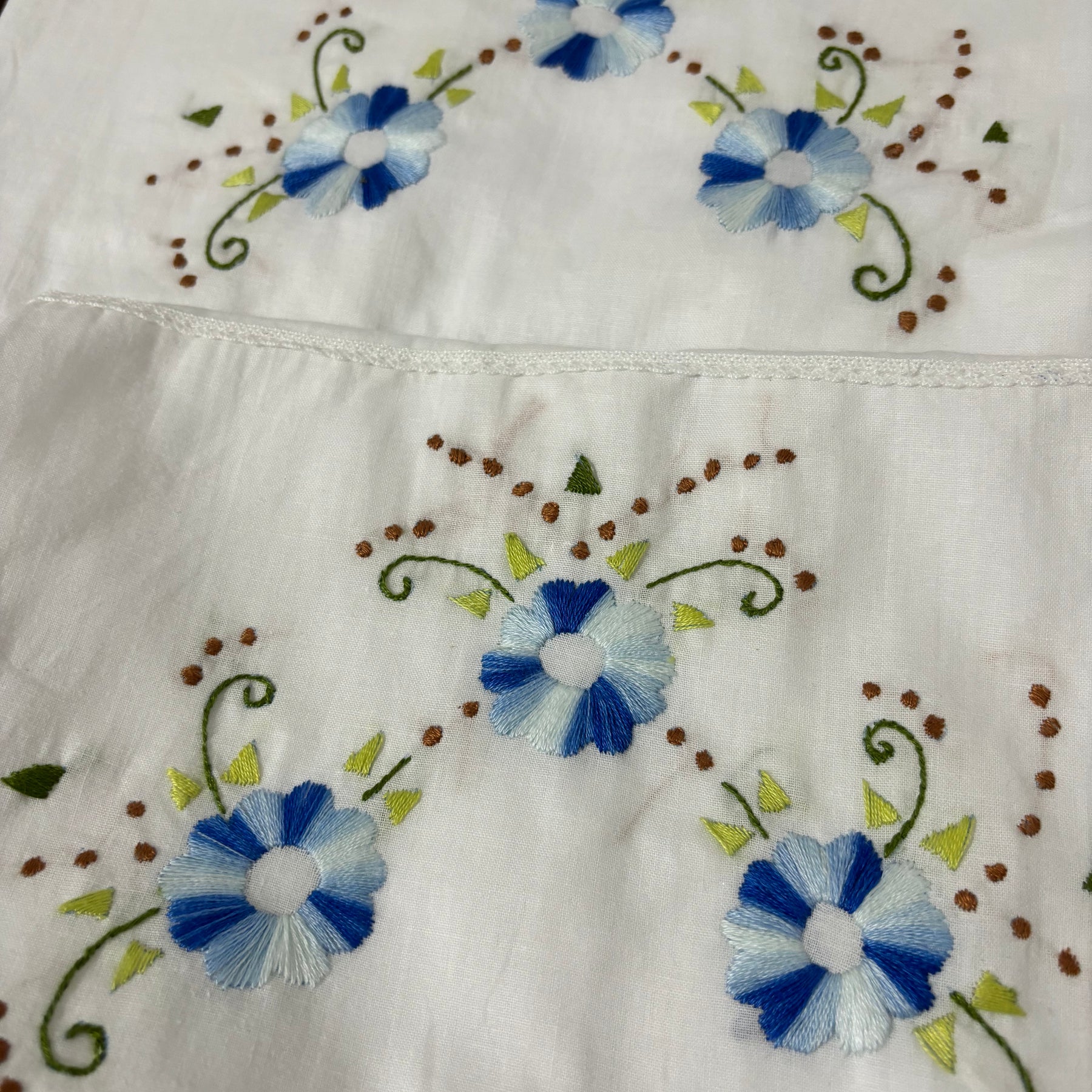 Set of 2 Hand Embroidered Pillow / Cushion Covers