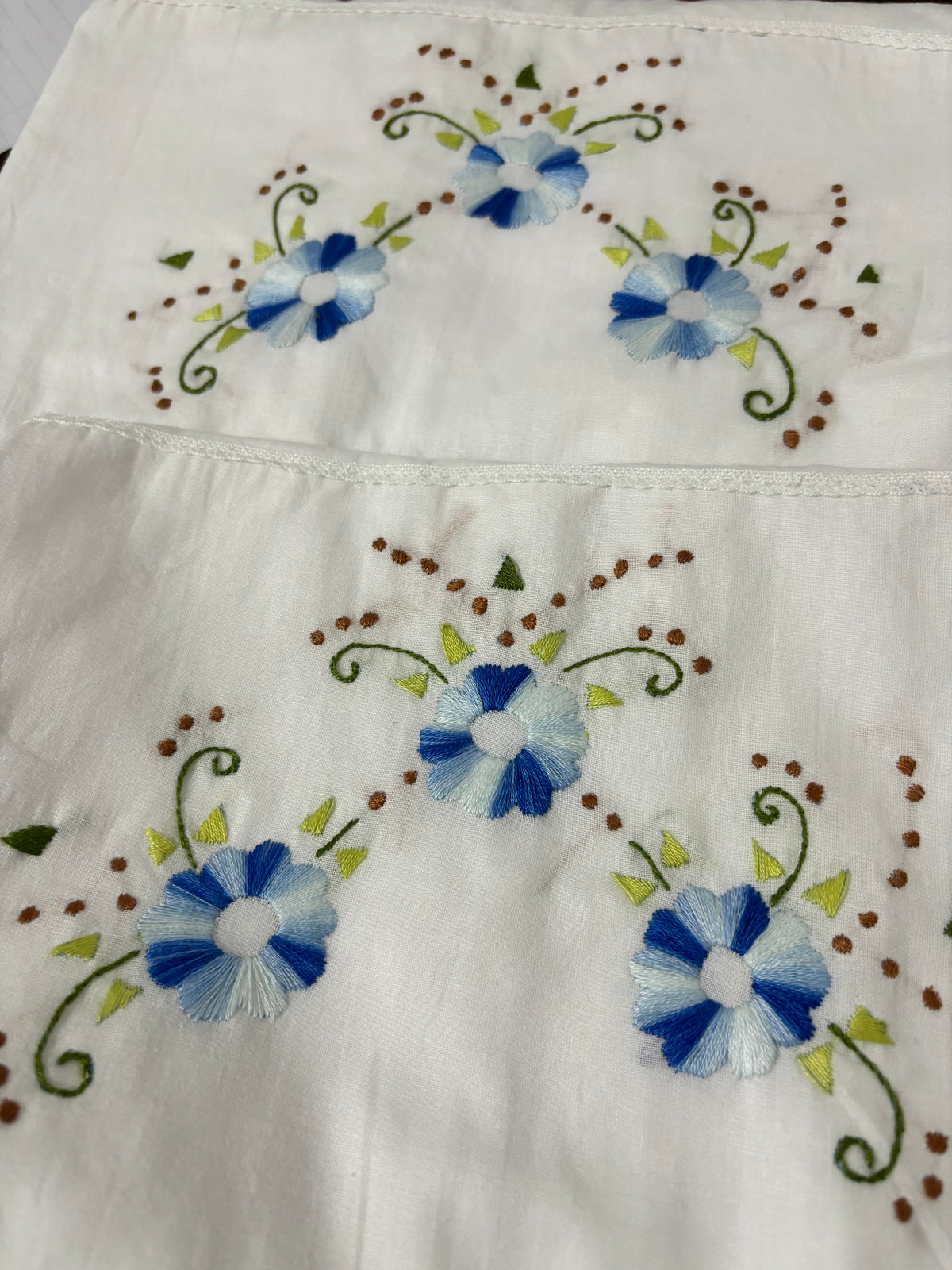 Set of 2 Hand Embroidered Pillow / Cushion Covers