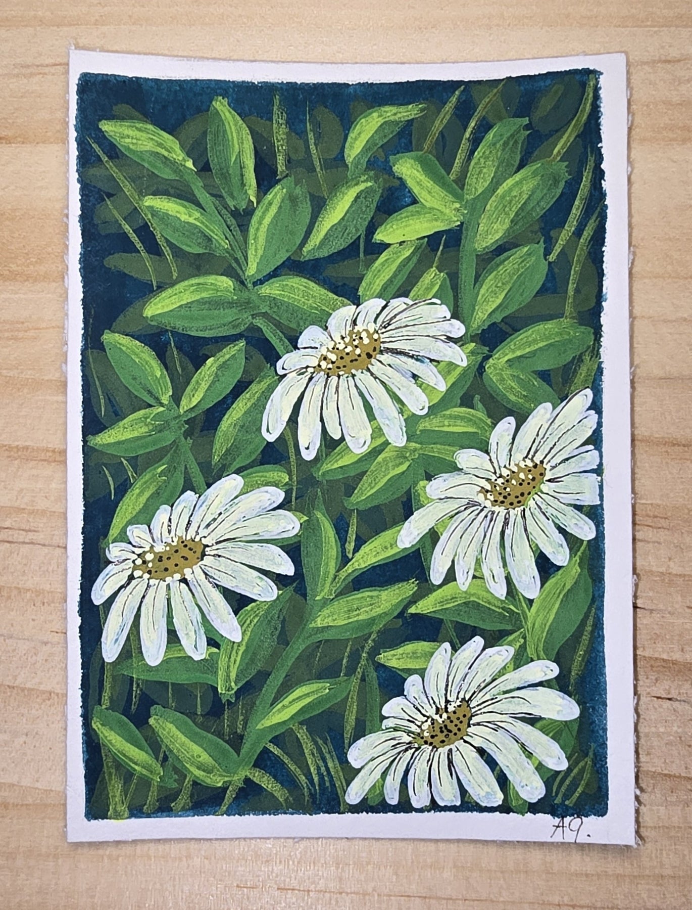 ACEO "Daisies #1" Mini Gouache 2.5x3.5 inches