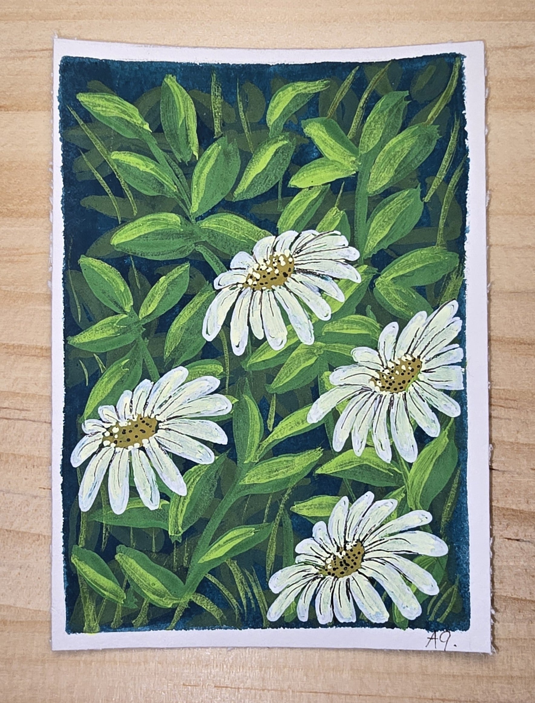 ACEO "Daisies #1" Mini Gouache 2.5x3.5 inches