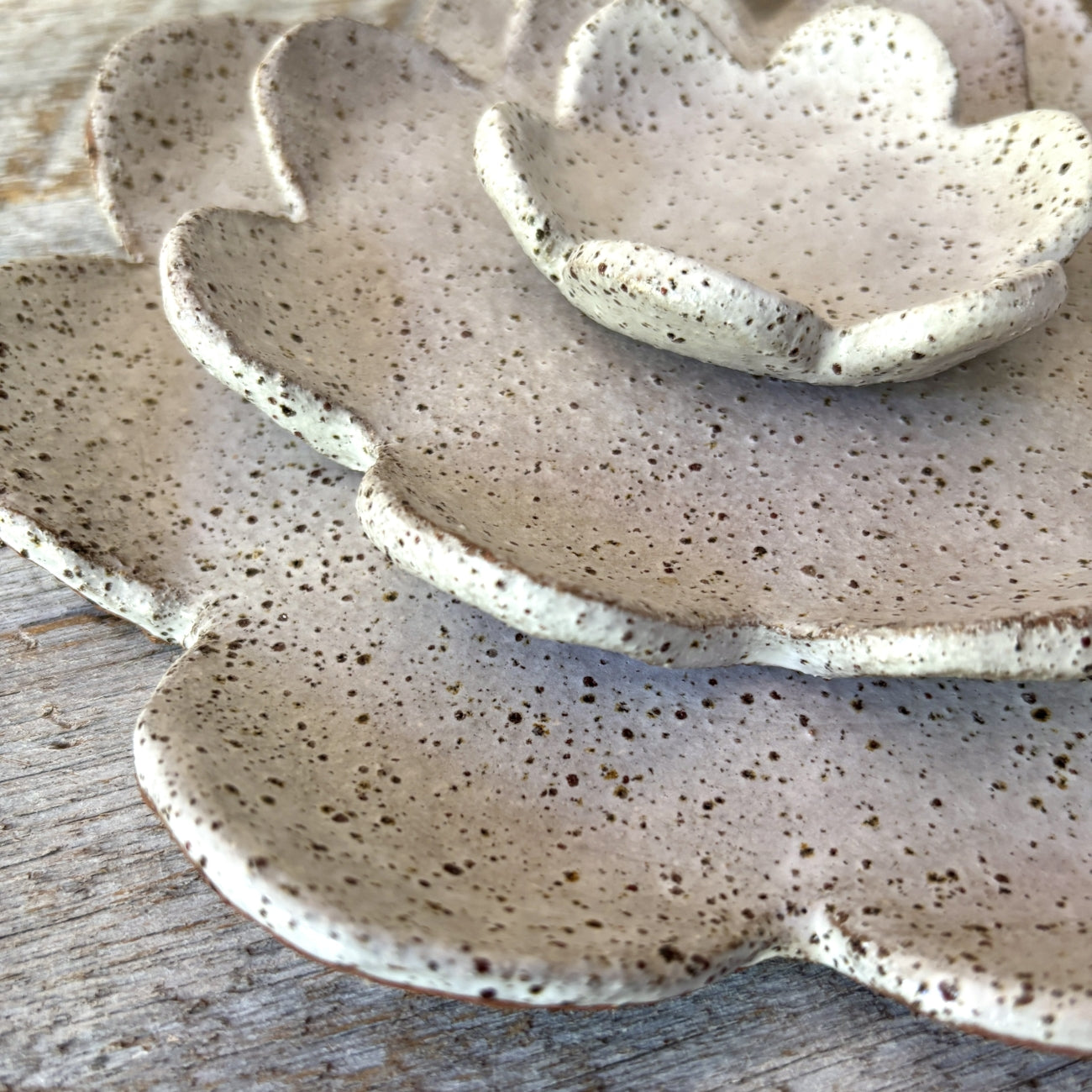 Ceramic Rustic Flower Plates - Set of 3