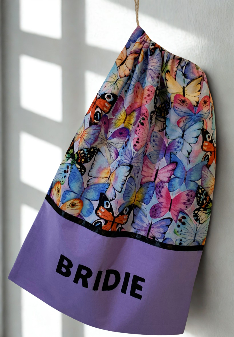 Children's Library Bag , Handmade, Personalised - Butterfly