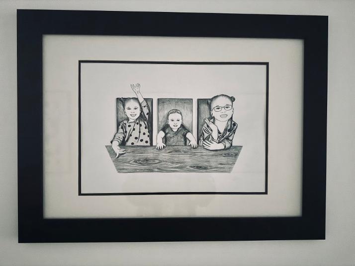 Commissioned custom portrait, hand drawn