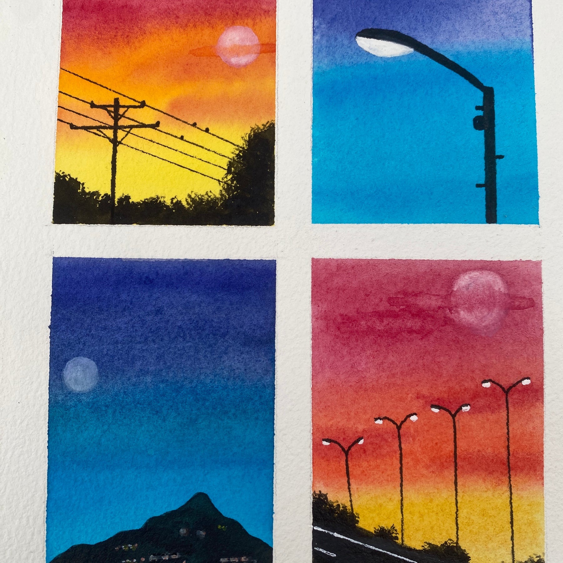 "Urban Lights" - Original Watercolour Artwork 20cm x 15cm