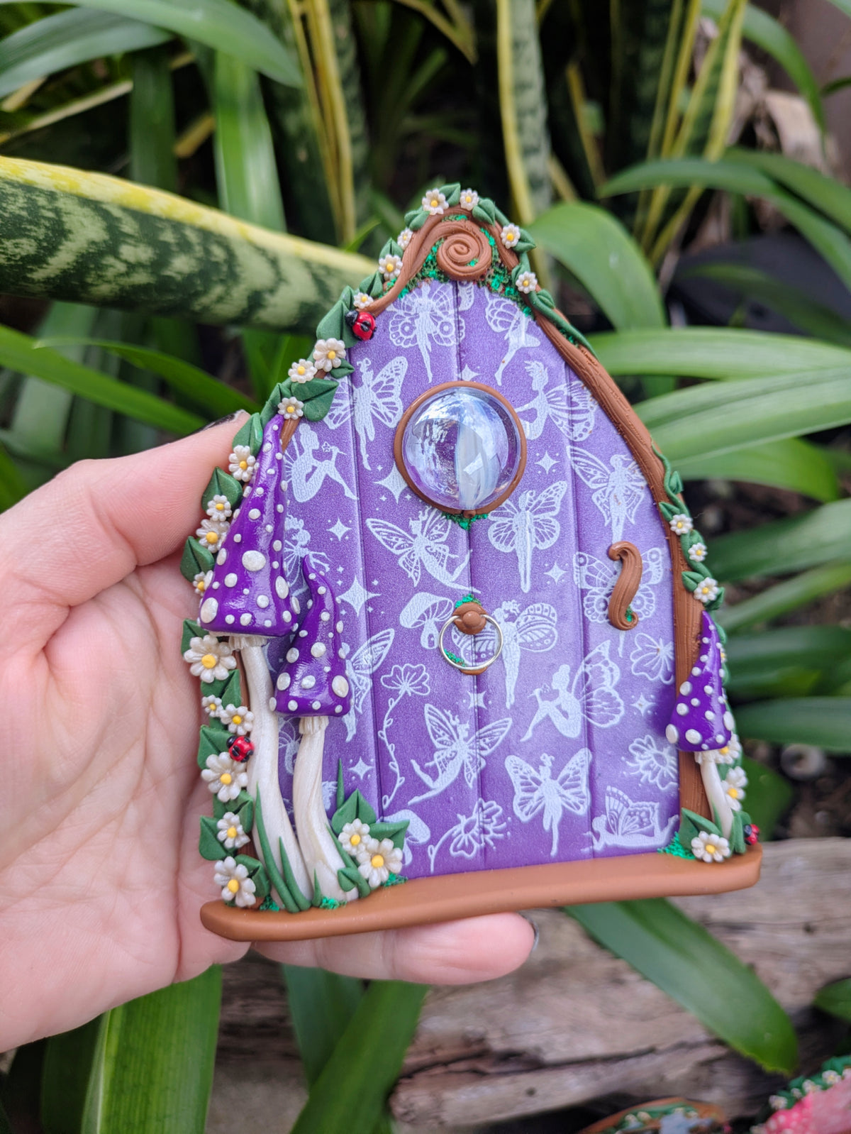 Pretty patterned Fairy Doors - available in Pink, Purple or Blue