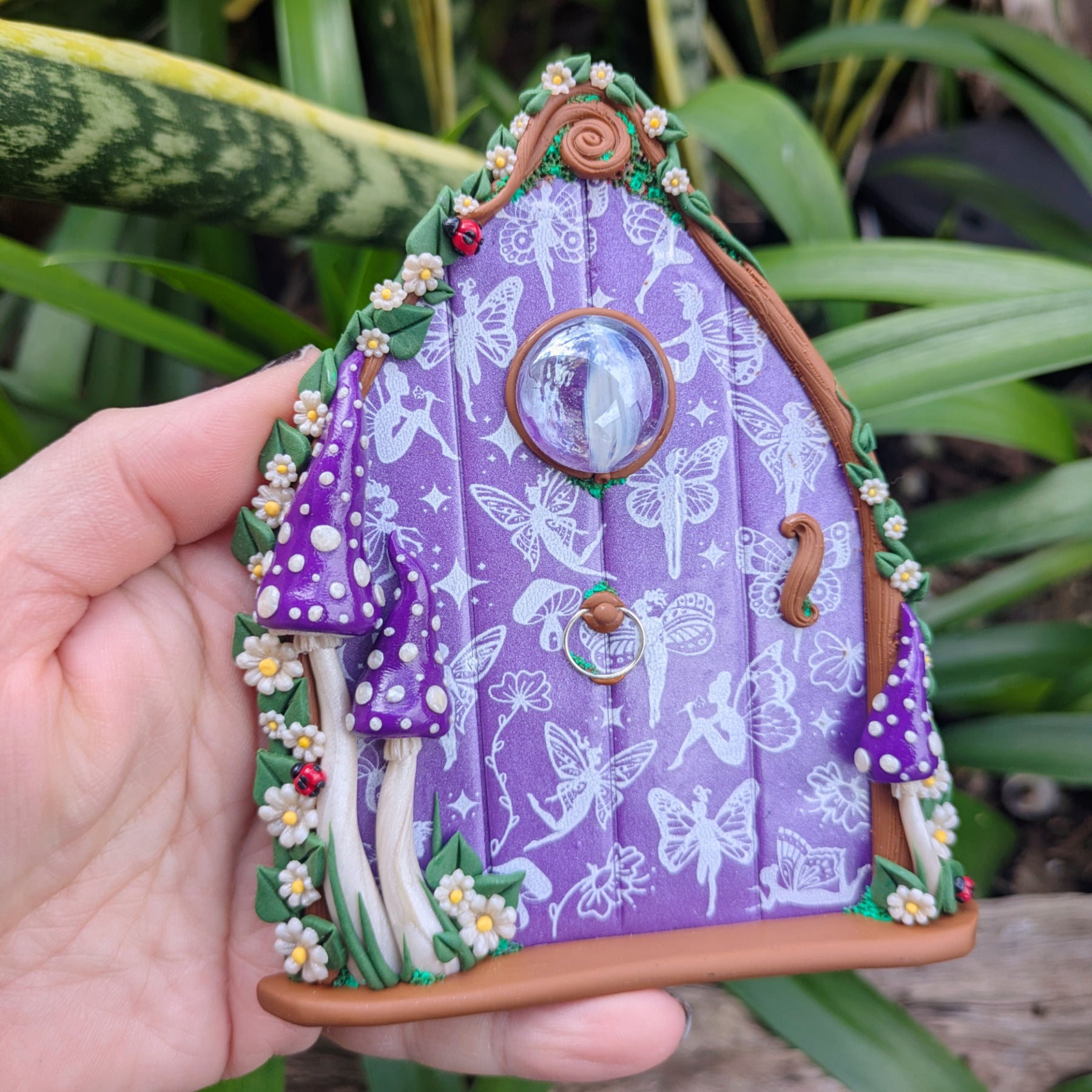 Pretty patterned Fairy Doors - available in Pink, Purple or Blue