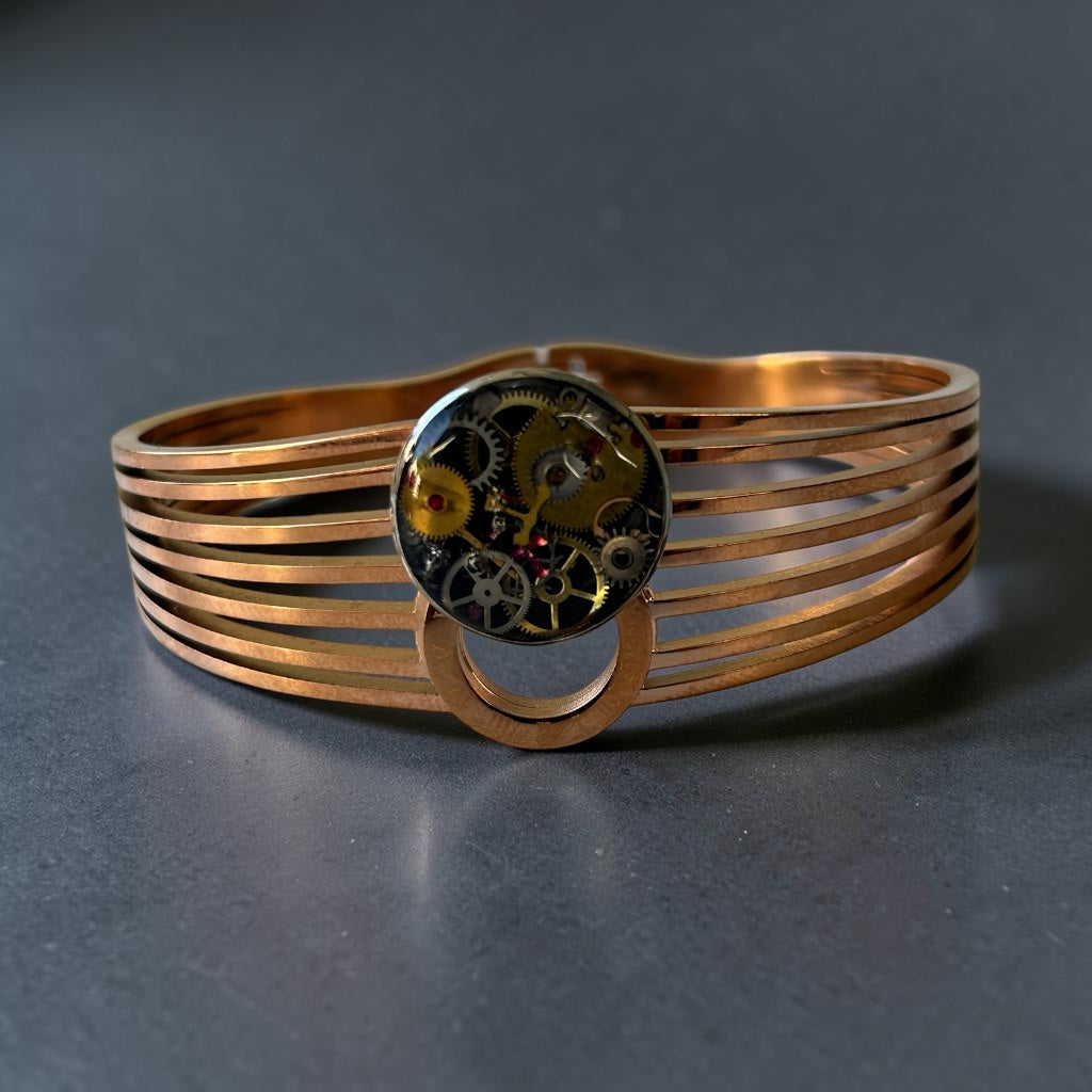 Stempunk watch parts rose gold bangle