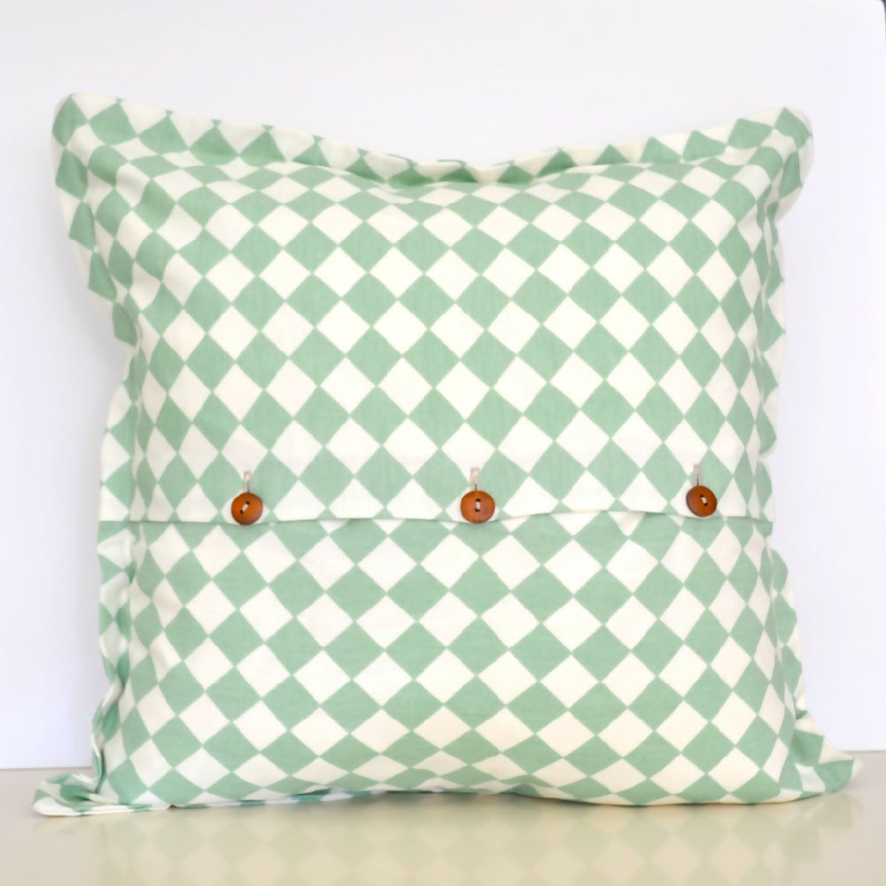 Mint Checkerboard Cushion Cover Outdoor Fabric 50cm x 50cm