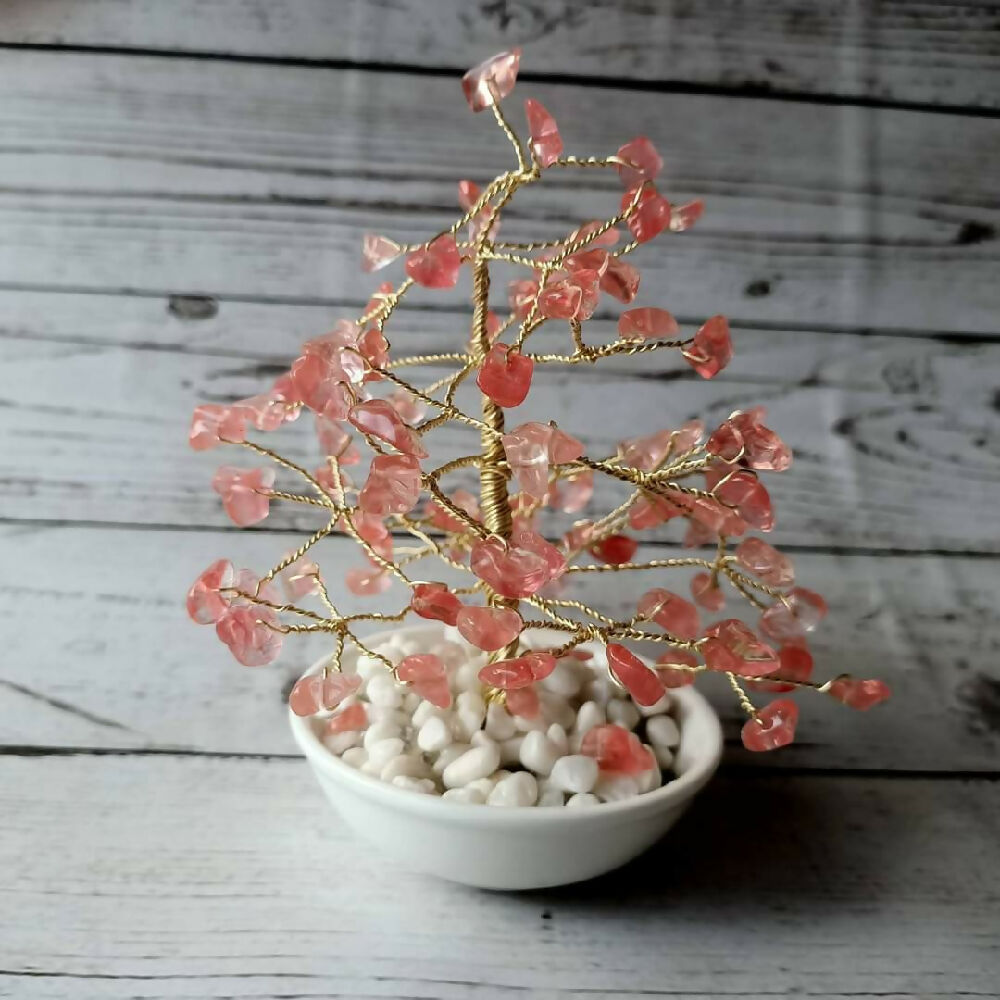 Cherry Quartz Christmas Pine Gem Tree