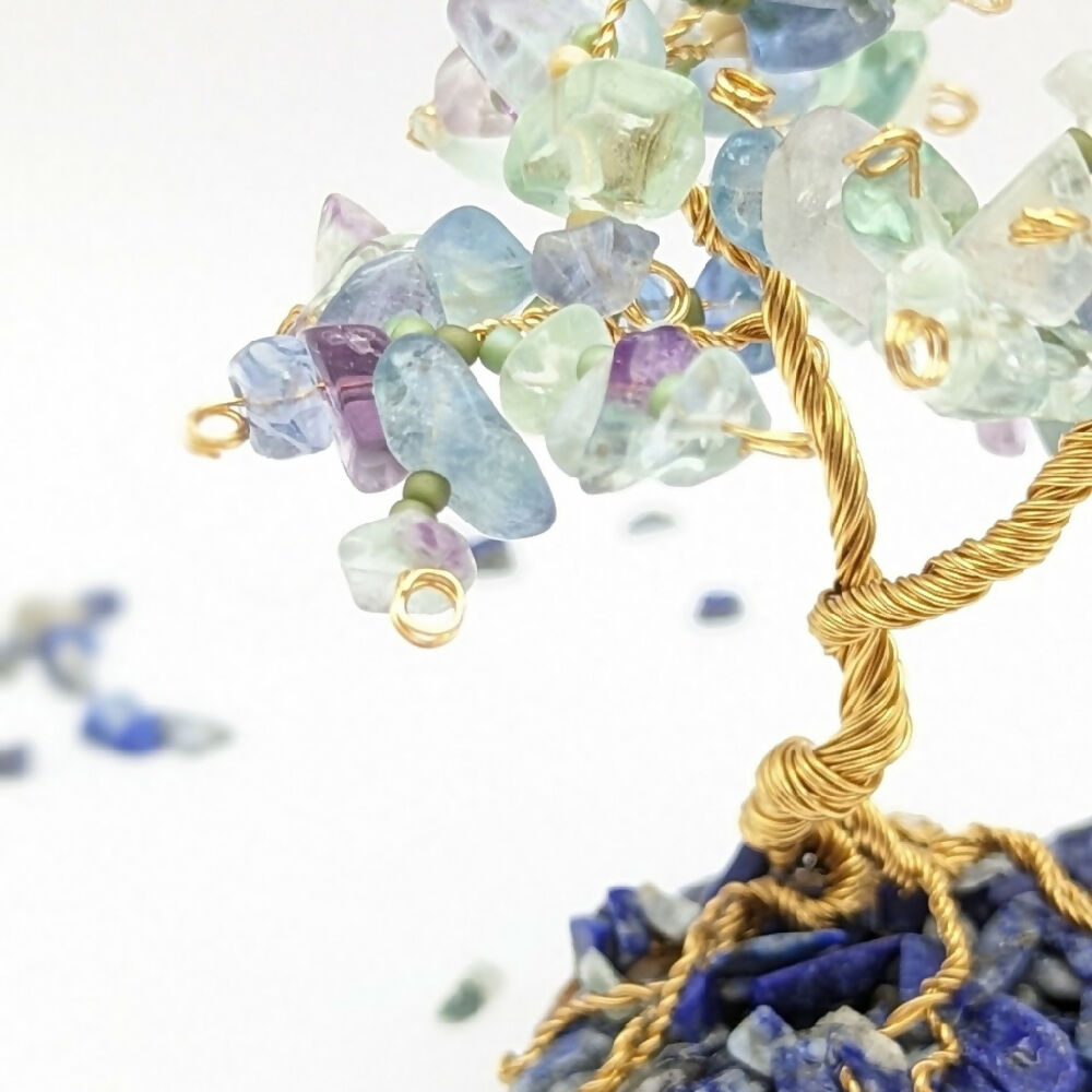 Gemstone tree ~ inner truth ~ rainbow fluorite & lapis lazuli