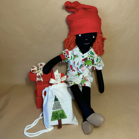 Christmas Play Suit with Hat and Gift Bag| Jerry | Handmade Cloth Doll | 53cm/21 Inches