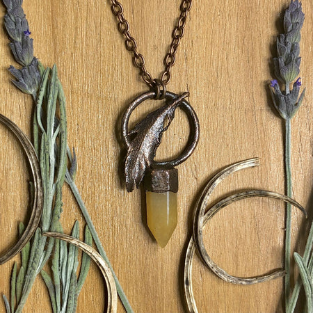 Immortalised mudlark and yellow adventurine necklace