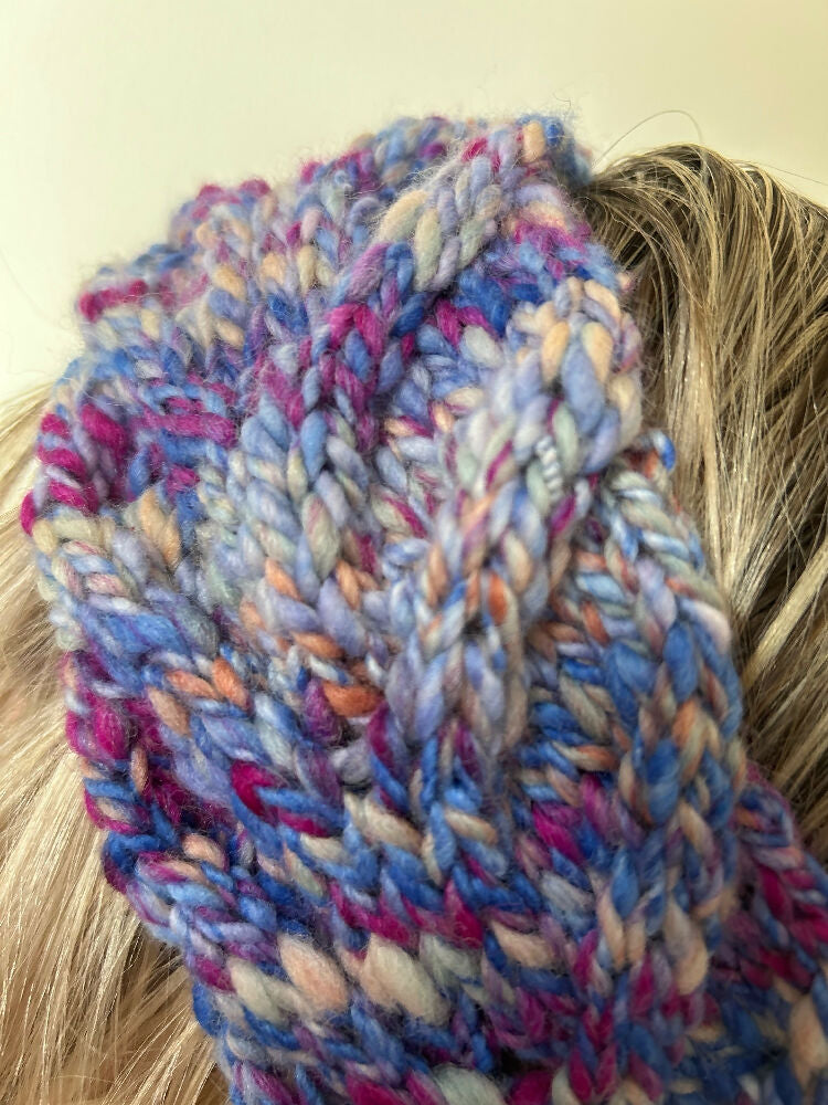 Hand Knitted Headband - Fruit Tingle Hand Spun Wool