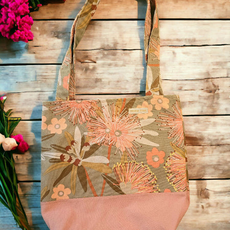 Handmade Native Flowers Tote Bag Pink