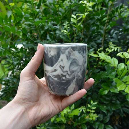 Black & White Hand Crafted Ceramic Marbled Coffee Mug 250ml