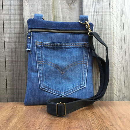 Upcycled Denim Cross Body Bag - Jeans Back Pocket