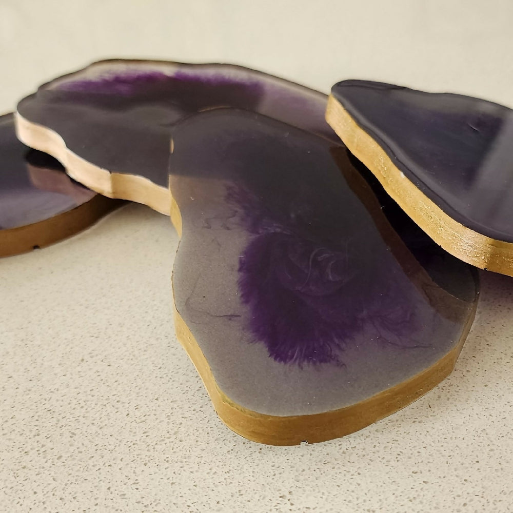 Purple & gold coaster sets