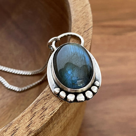 Sterling Silver Labradorite Bezel Set Pendant - Pebbles