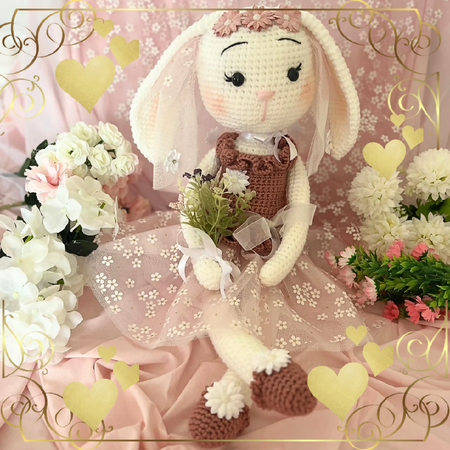 Handmade Bunny Doll, Bunny Doll Bride Brigette