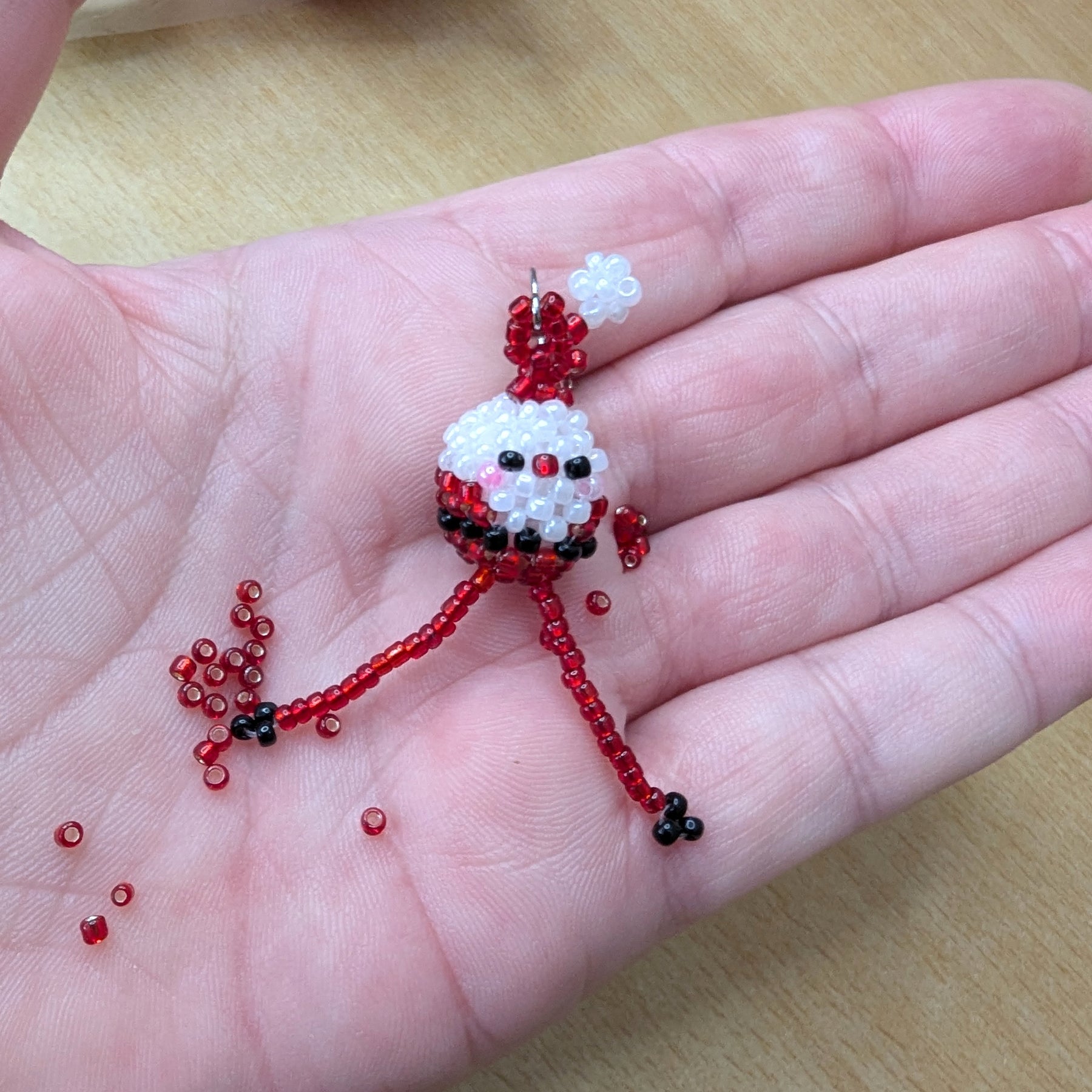 3D Beaded Santa Earrings – Handmade Christmas Jewellery – Fun Festive Gift