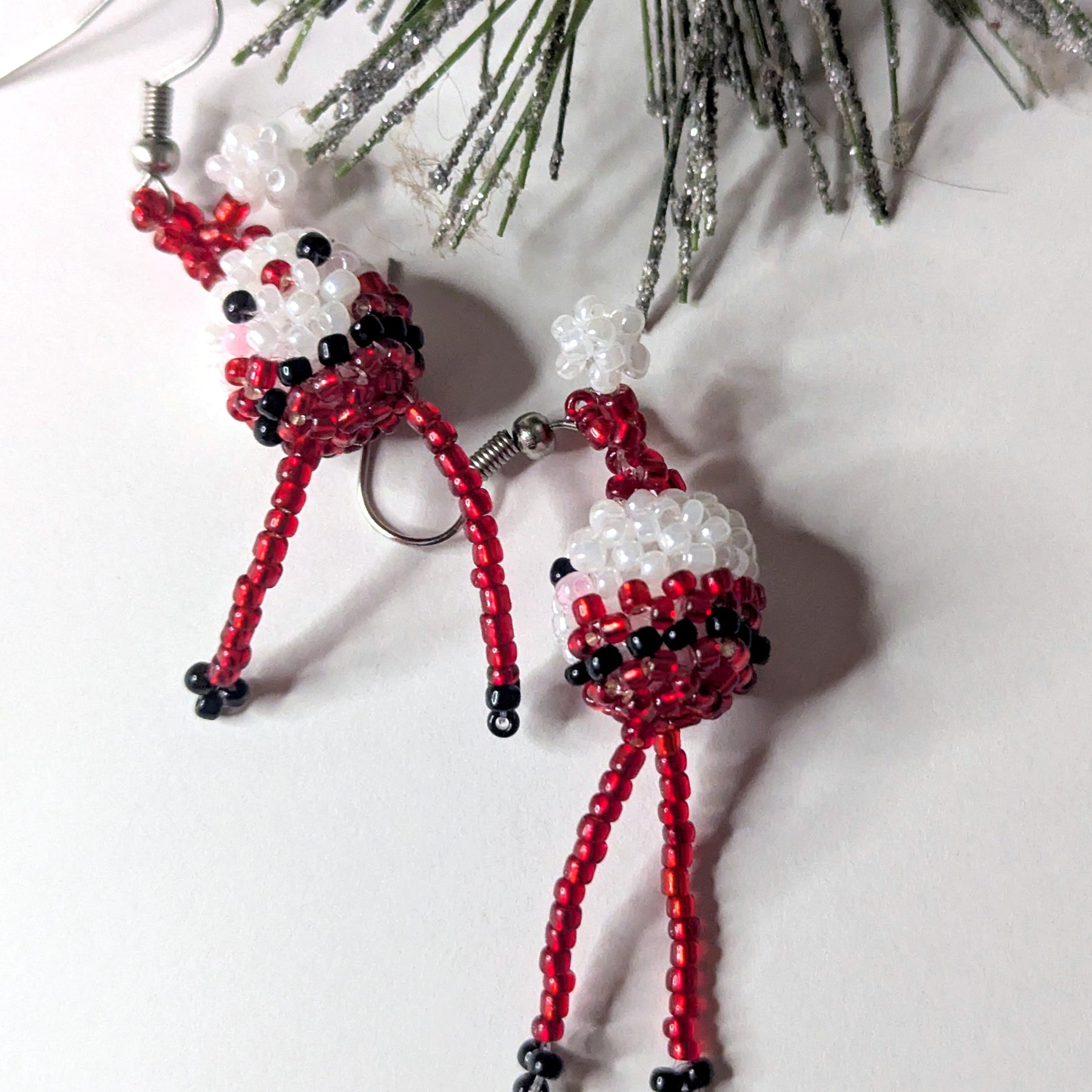 3D Beaded Santa Earrings – Handmade Christmas Jewellery – Fun Festive Gift