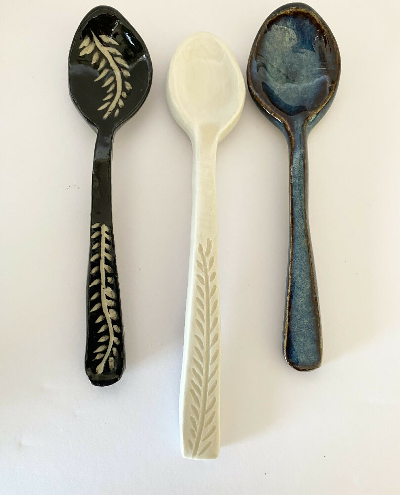 Carved Teaspoons/Handmade Pottery