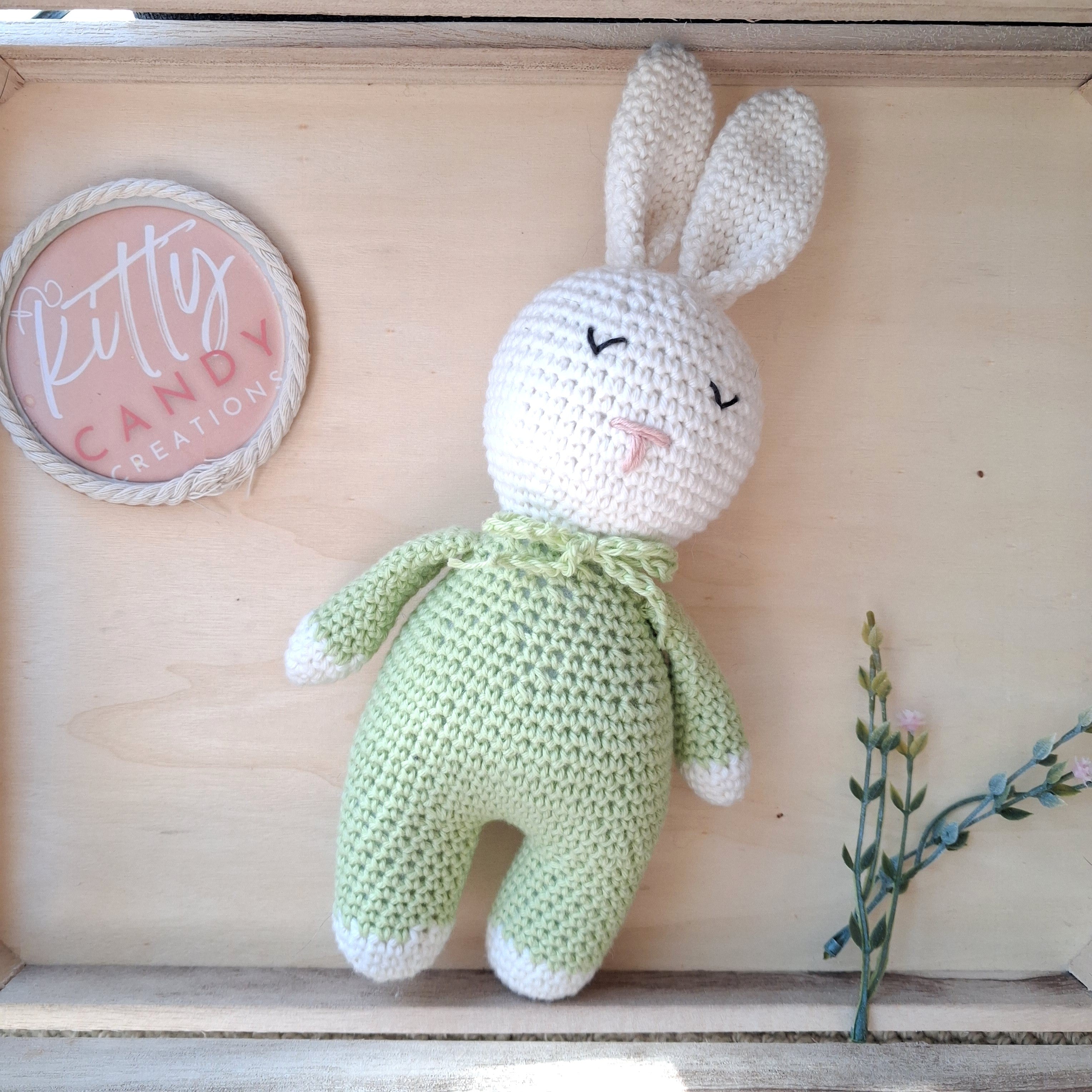 Handmade Crochet Sleeping Rabbit - 100% Cotton (multiple colours)