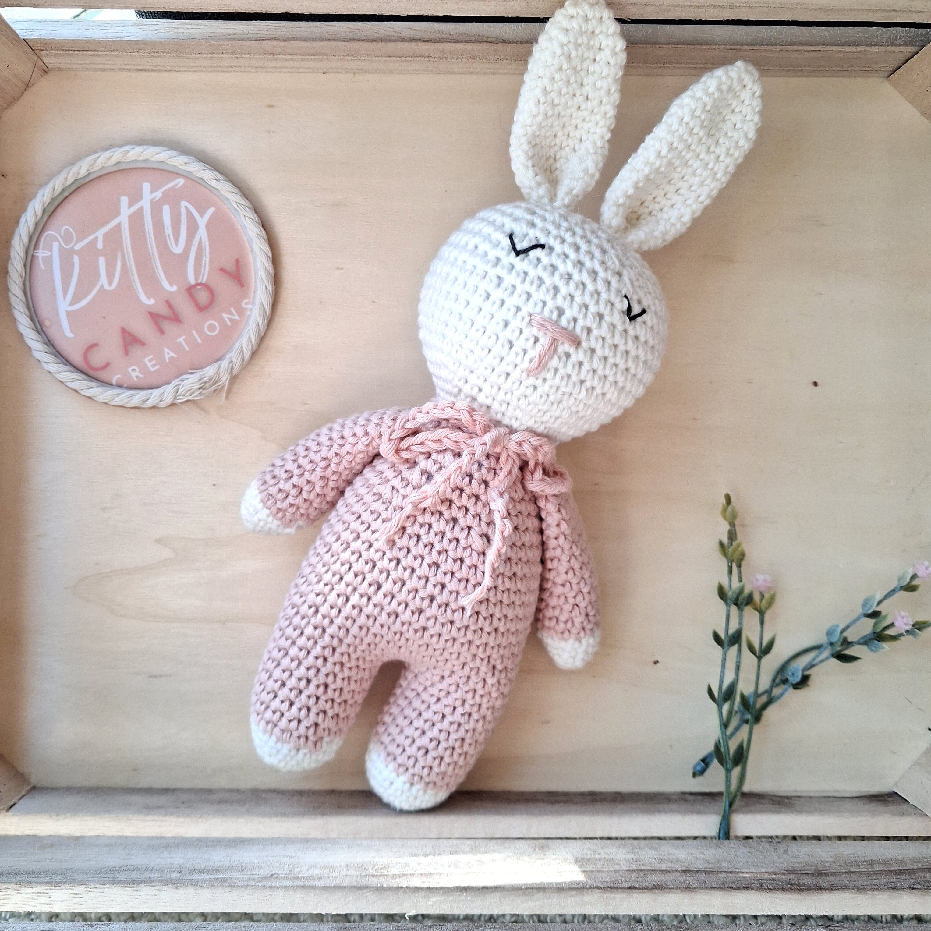 Handmade Crochet Sleeping Rabbit - 100% Cotton (multiple colours)