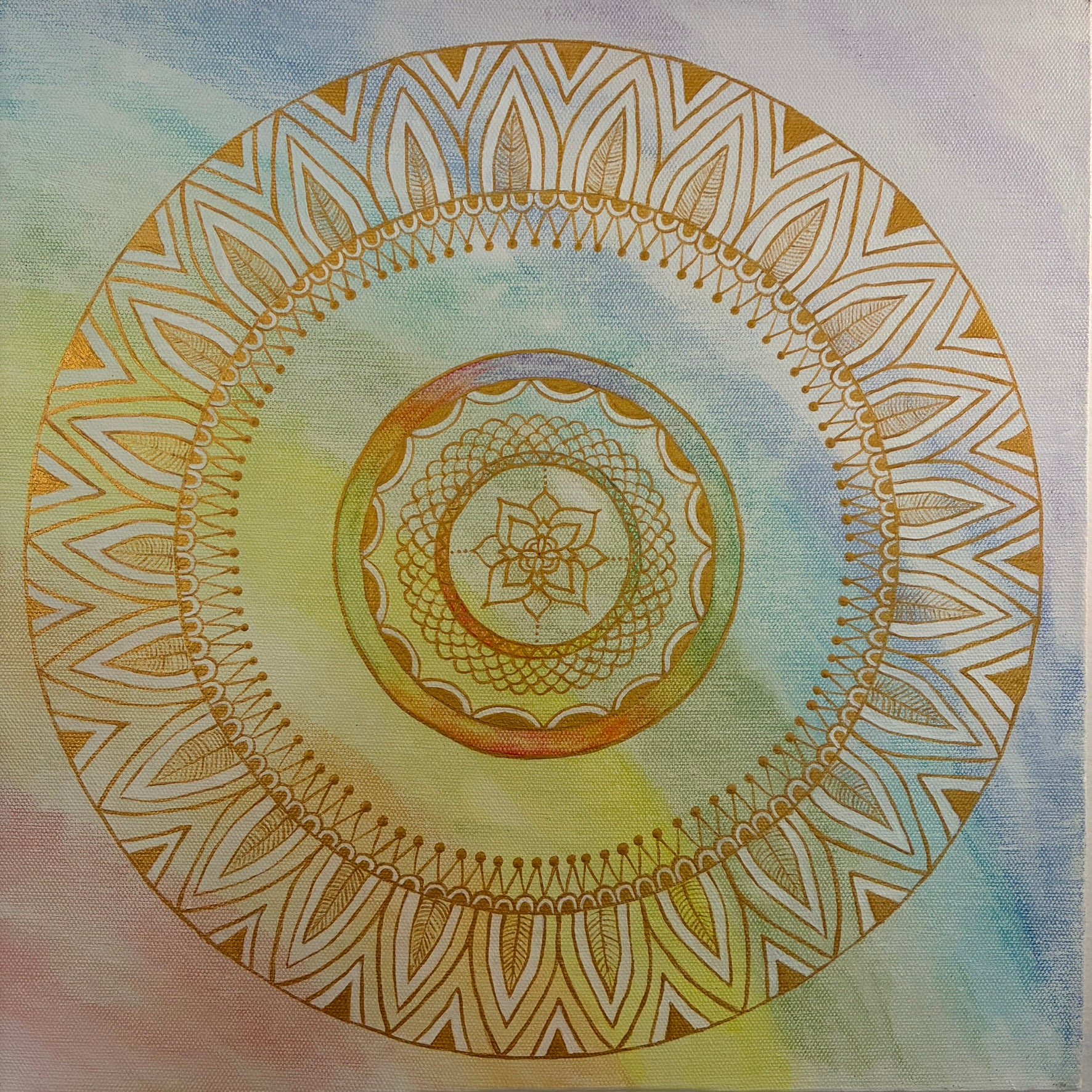 Painting - "Rainbow Light Waves" (Acrylic on Canvas) Original