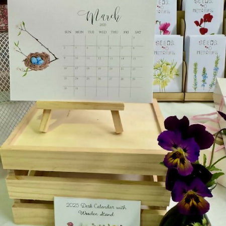 2025 Desk Calendar & Wooden Stand