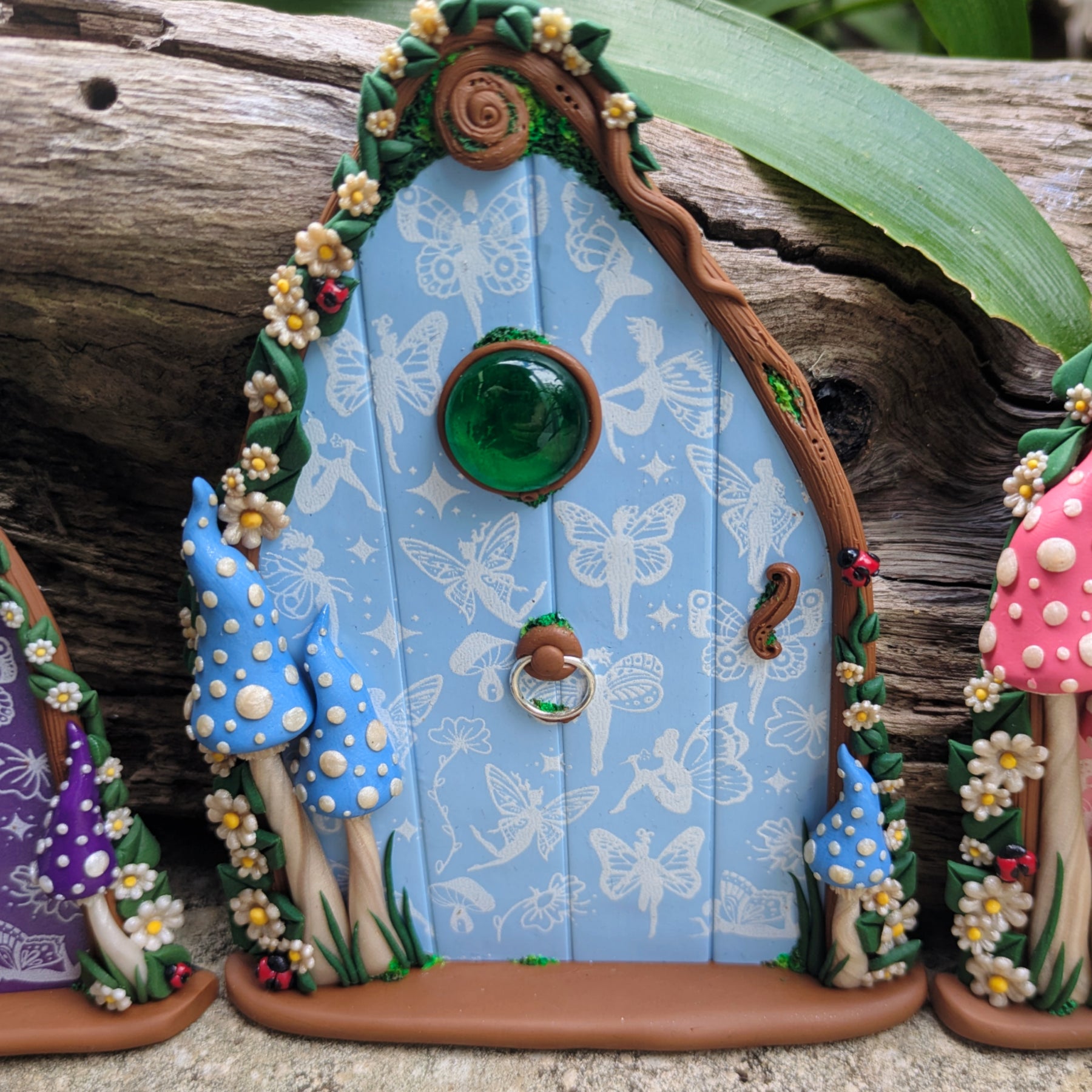 Pretty patterned Fairy Doors - available in Pink, Purple or Blue