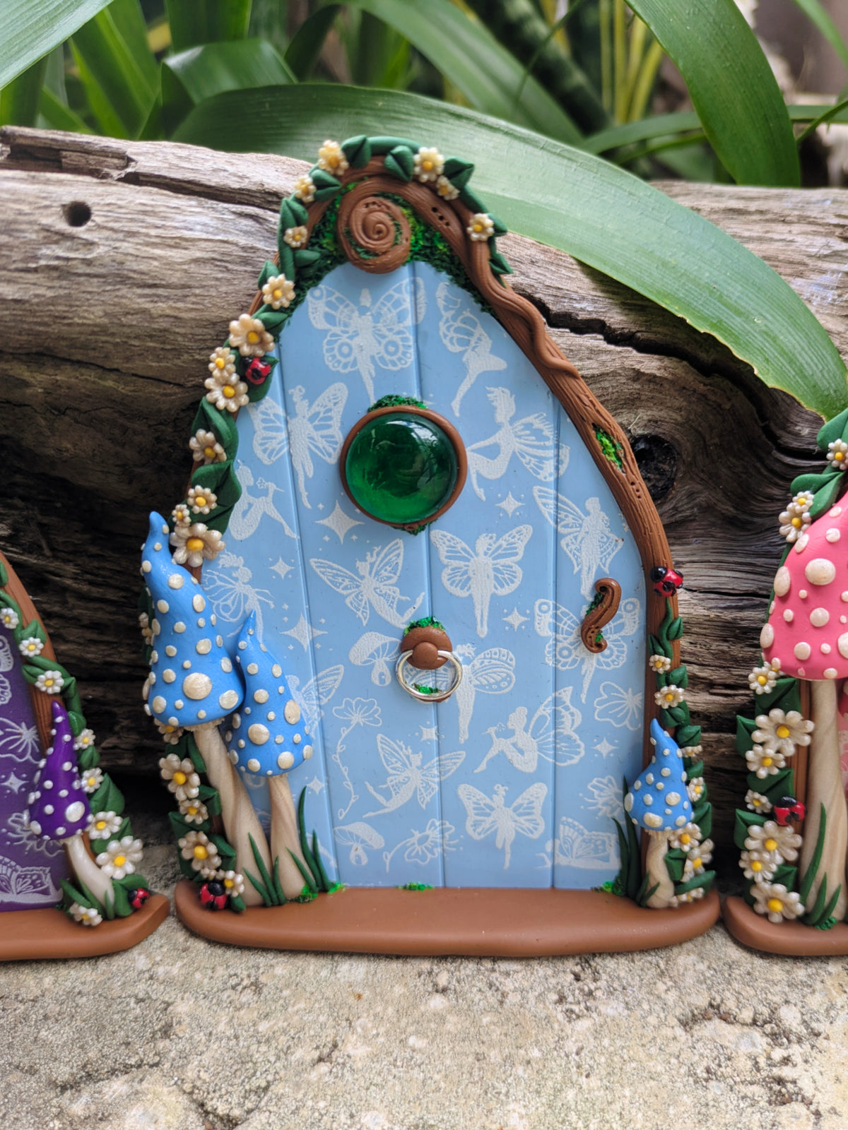 Pretty patterned Fairy Doors - available in Pink, Purple or Blue