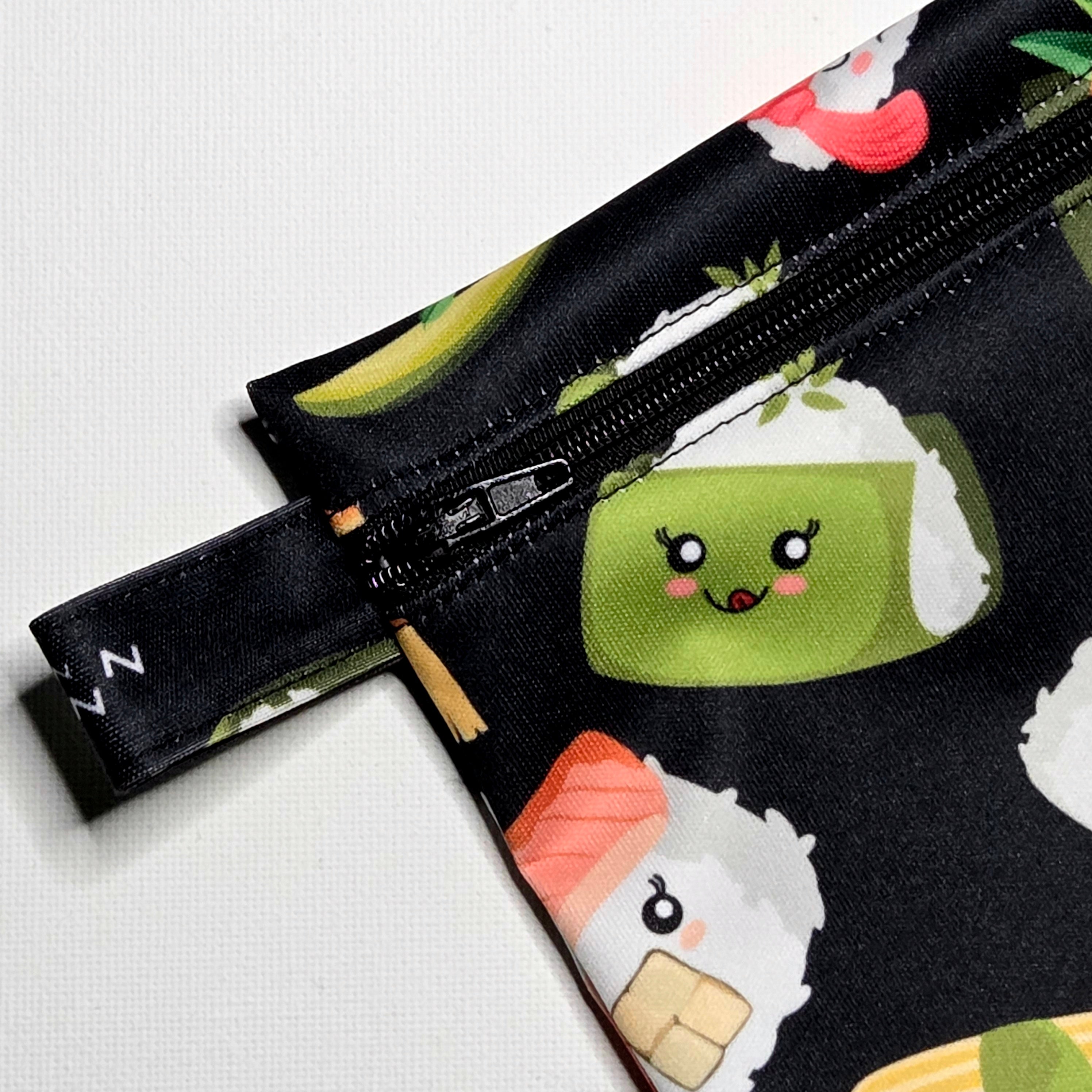 SMALL Wet Bag, Cute Sushi fabric, 15cms x 10cms