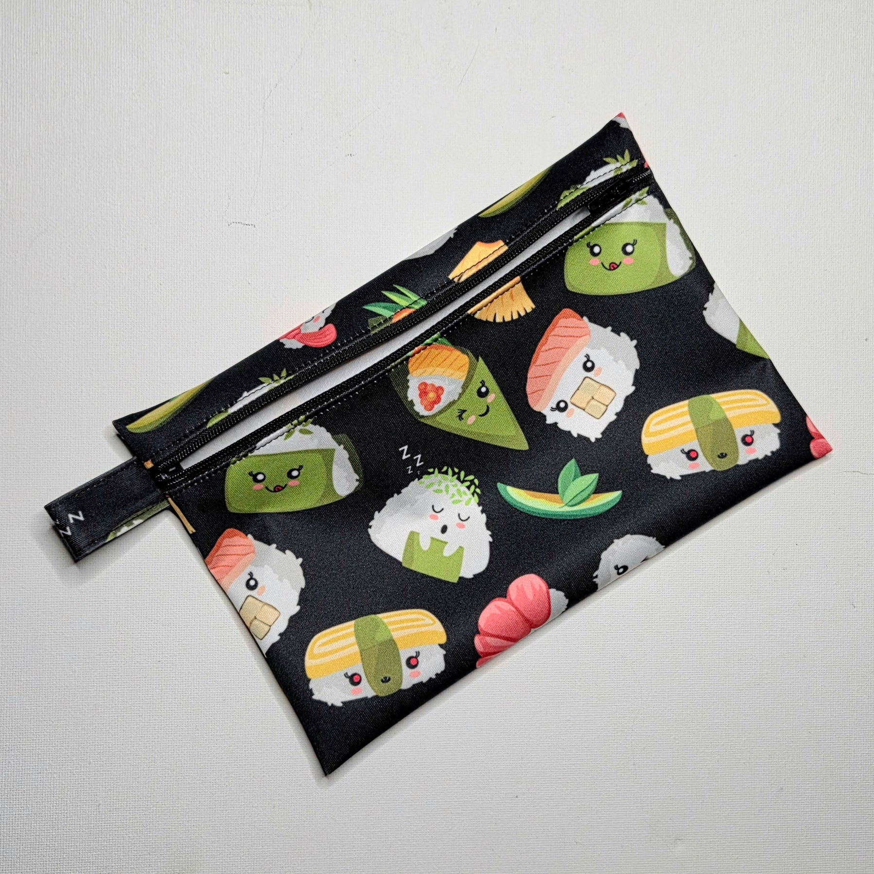 SMALL Wet Bag, Cute Sushi fabric, 15cms x 10cms