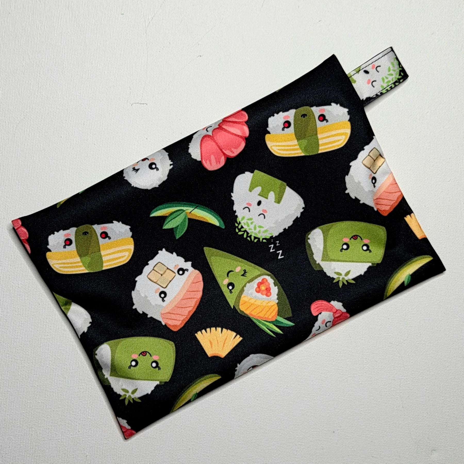 SMALL Wet Bag, Cute Sushi fabric, 15cms x 10cms