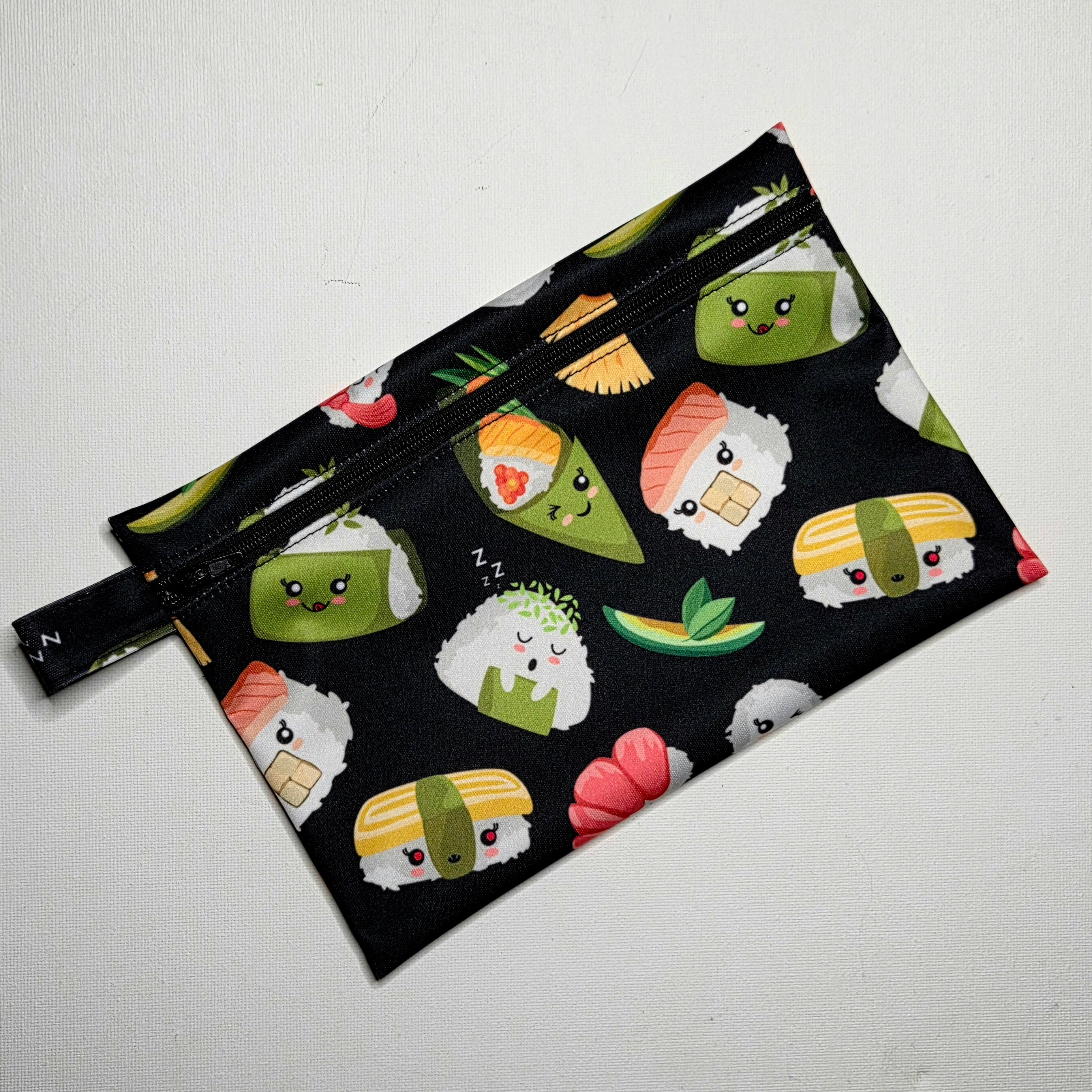 SMALL Wet Bag, Cute Sushi fabric, 15cms x 10cms