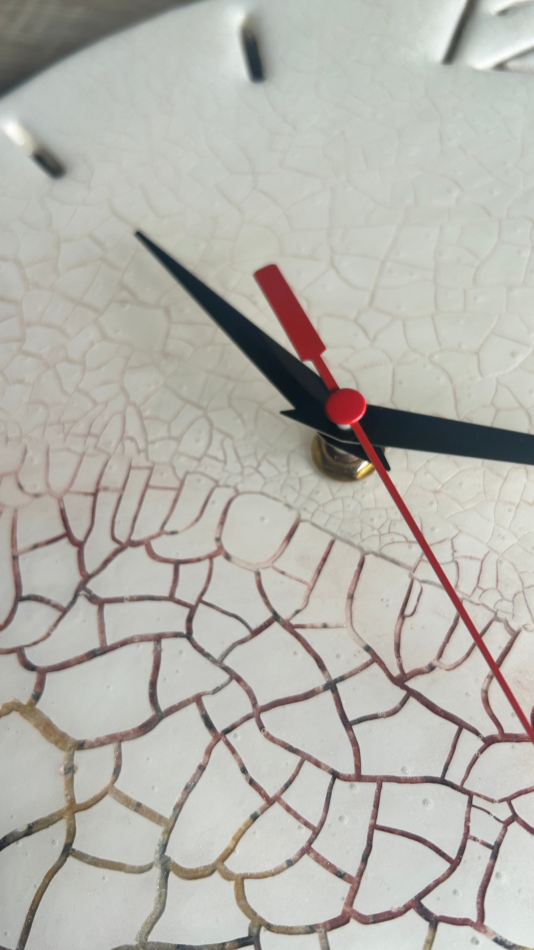 Timber Clock | 30cm Fluid Art Design/Resin | White Crackle Finish