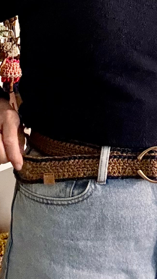 Crochet Bamboo Belt (Double Horse Shoe Buckle))