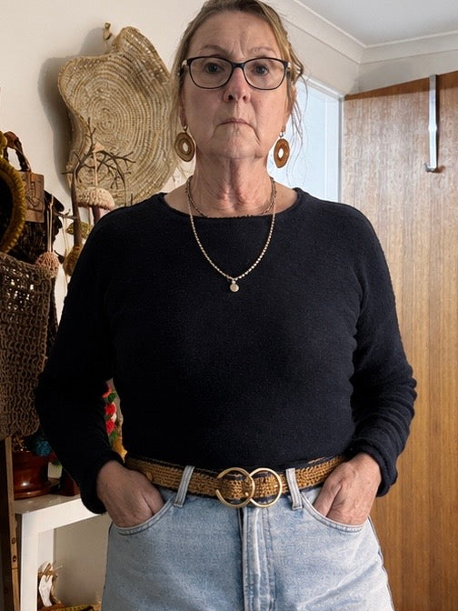 Crochet Bamboo Belt (Double Horse Shoe Buckle))