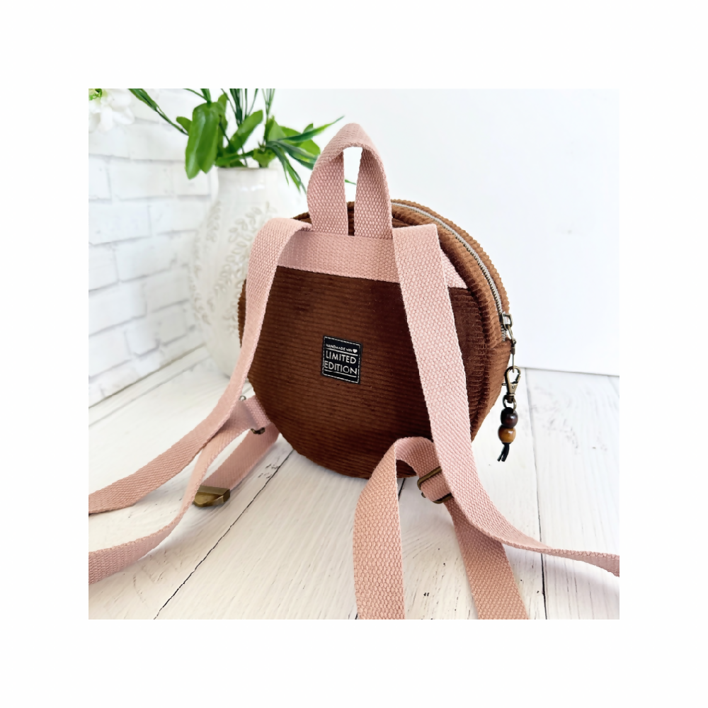 Mini Circle Backpack - Horse in Shell Pink