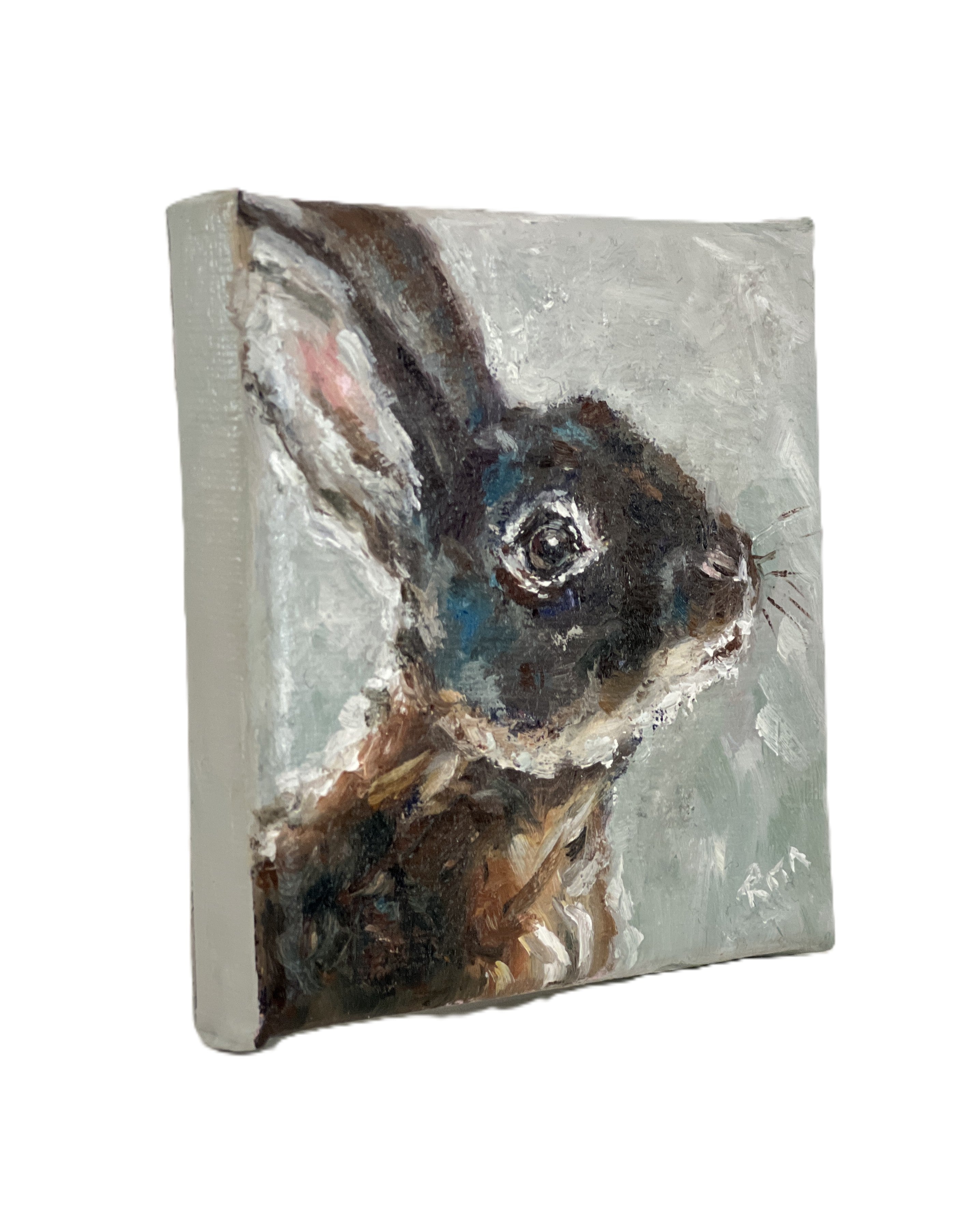 Little Black Rabbit – Original Miniature Bunny Painting