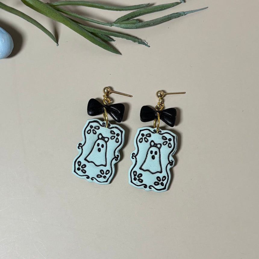 Mable Ghost Earrings | Halloween Polymer Clay Dangles