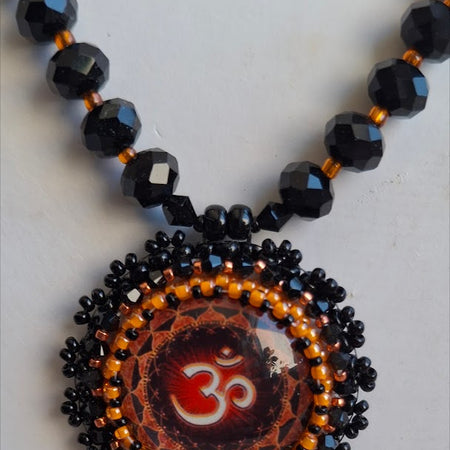 Bead embroidered pendant necklace