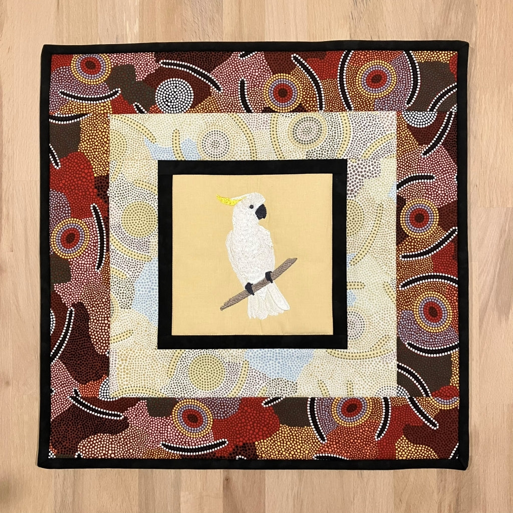 handmade Australian native quilted - sulphur crested cockatoo