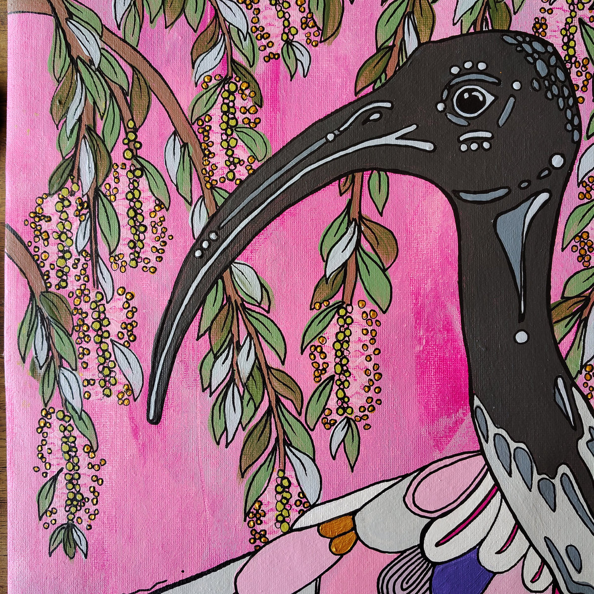 A3 ORIGINAL ART - "Fancy Bin Chicken #1"- Abstract Art