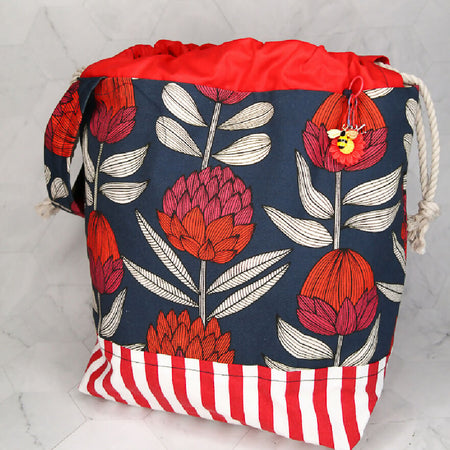 Large Knitting Project Bag - Red Waratah