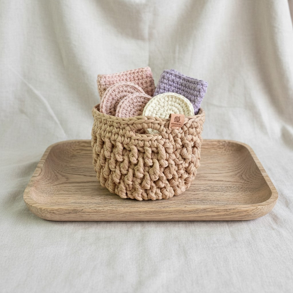 Crochet Storage Basket, Coastal Home Decor, Bathroom Storage, Nursery Organiser